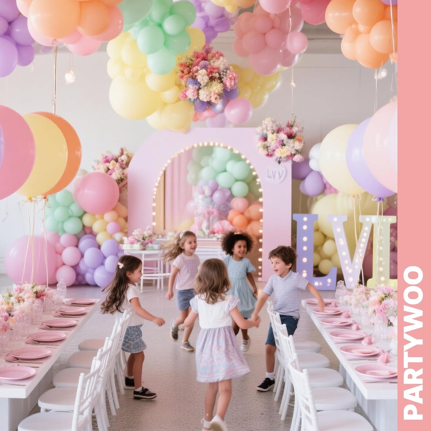 PartyWoo Pastel Rainbow Balloons - 66pcs 12 Inch Latex for Baby Showers, Gender Reveals & Parties