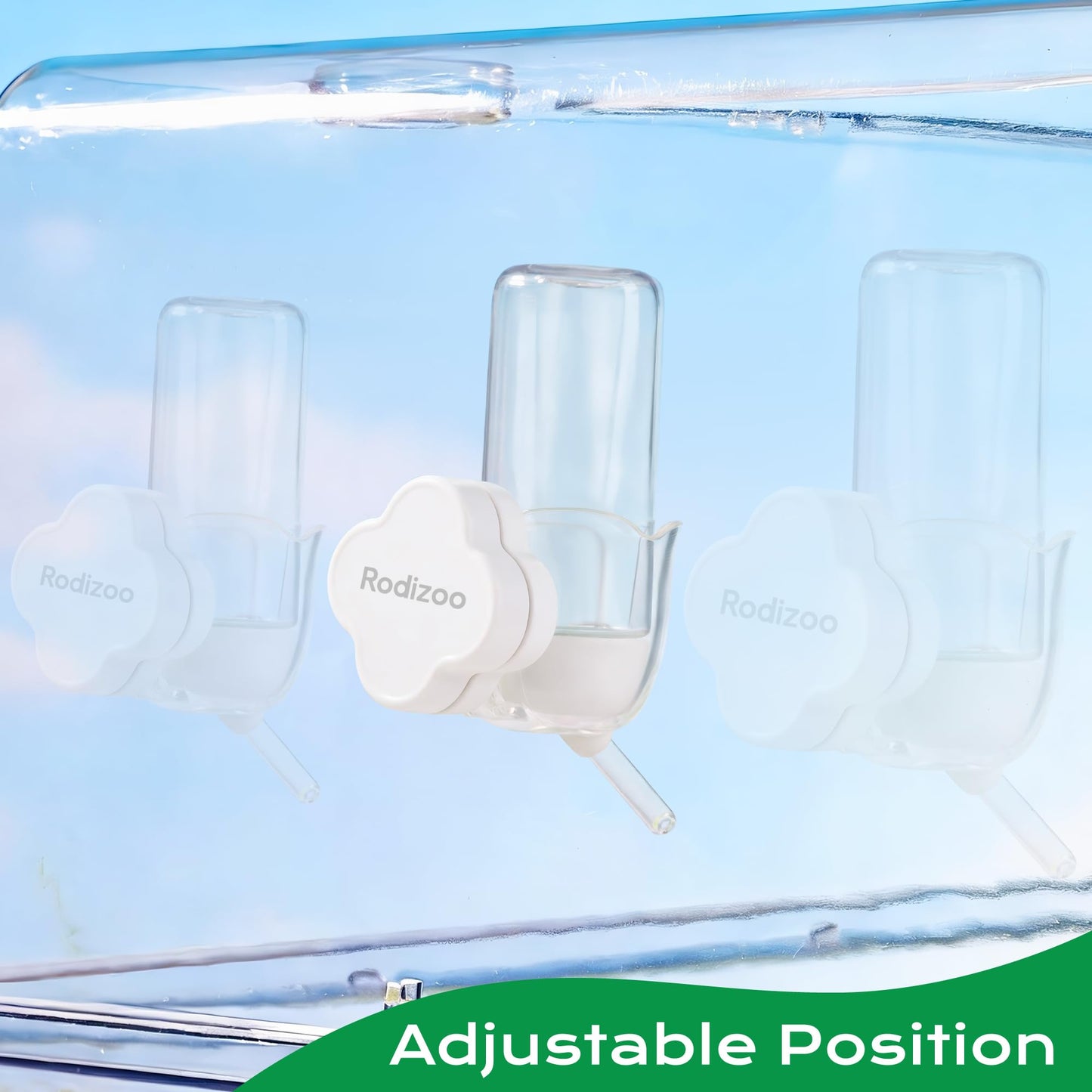 Rodizoo Hamster Water Bottle Holder - Magnetic & Repositionable, Adjustable Base for Hamster Cage, Secure Magnetic Mount, Easy to Move/Install, Fits Most Small Pet Water Bottles (Holder Only)