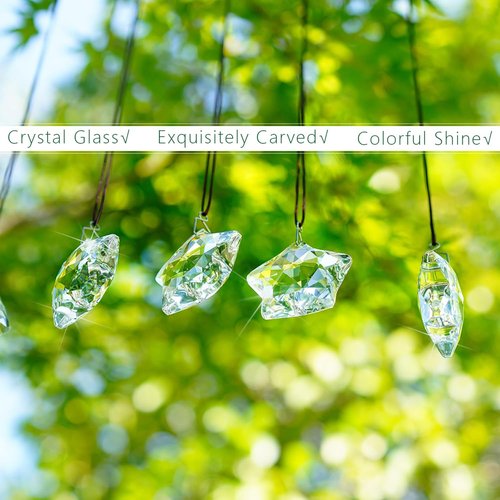 H&D Hyaline & Dora Crystal Glass Christmas Ornaments - Set of 6 Clear Faceted Stars for Holiday Decor
