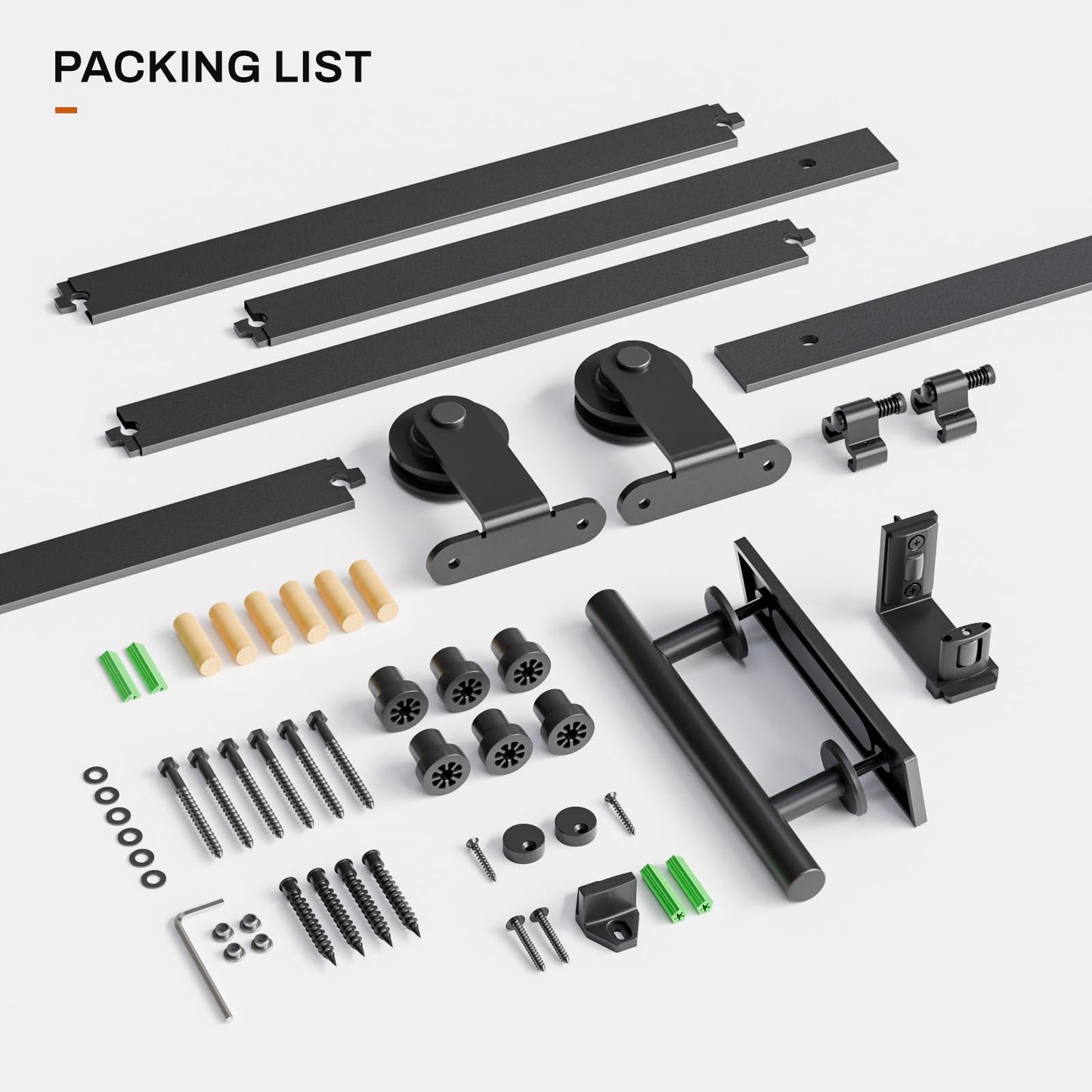 WINOVERCO Barn Door Hardware kit 6FT(Whole Set Include Sliding Barn Door Track Kit & Barn Door Handle & Floor Guide) for Single Door-Heavy Duty