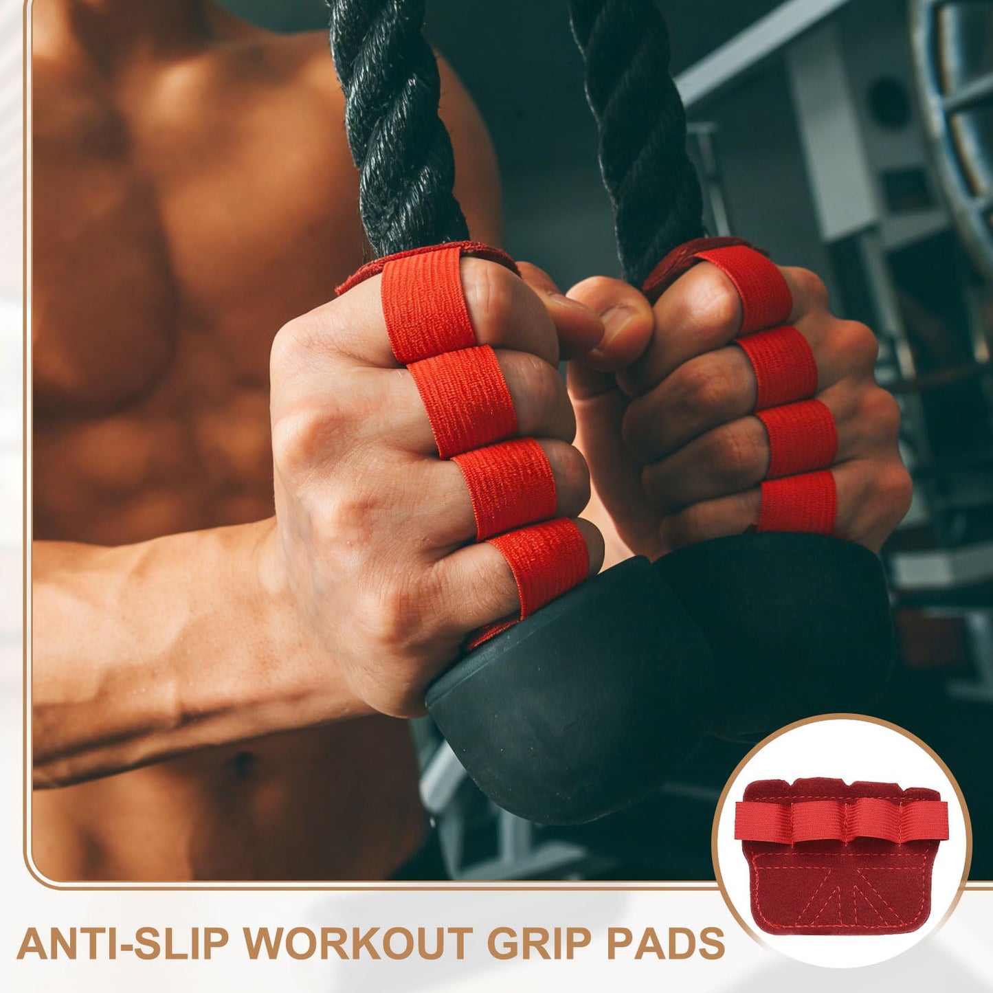 YELARXI Anti-Slip Workout Grip Pads, Lifting Grips Pads Weight Gloves for Men Women,4 Pack & Cowhide & Black - Fitting for (Weightlifting/Deadlift/Pull-Up/Gym Training/Yoga)
