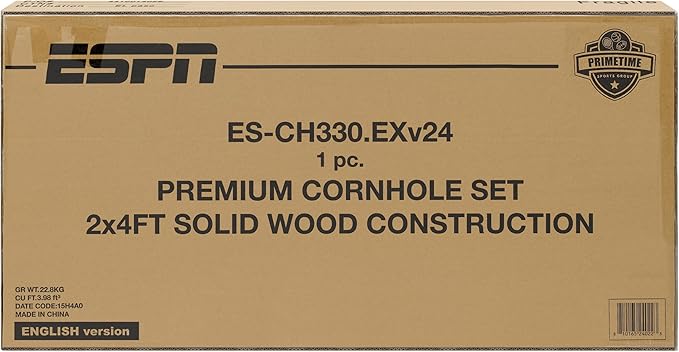 ESPN Solid Wood Cornhole Board Set, Includes Bean Bags and Travel Case, Ideal for Outdoor Games