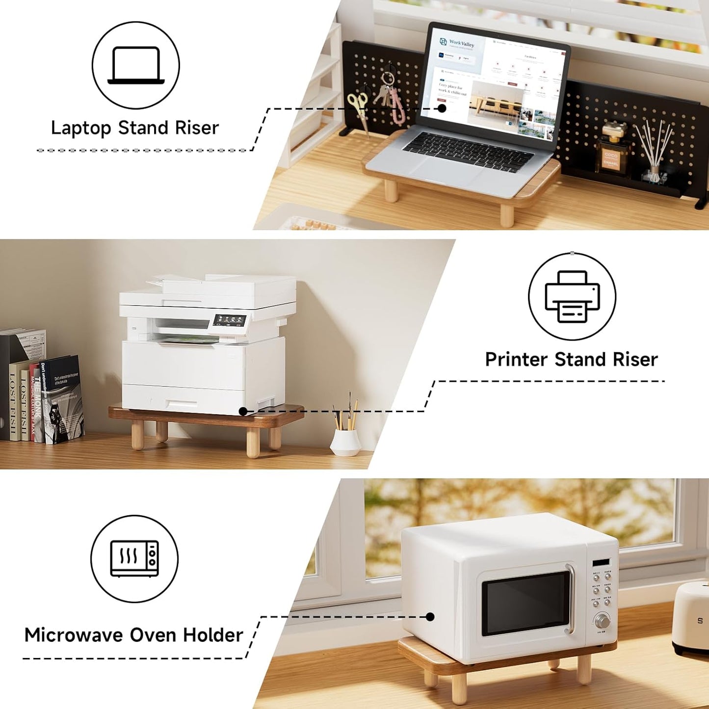 16Inch Monitor Stand Riser, Wood Desk Organizer with Monitor Stand & Storage Computer Monitor and Laptop Riser