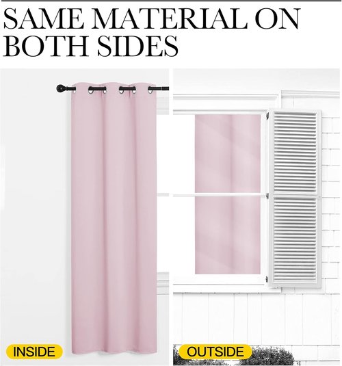 NICETOWN Blackout Curtains - Baby Pink Thermal Insulated Drapes for Large Windows | 102" Length, 2 Panels, 55" Wide