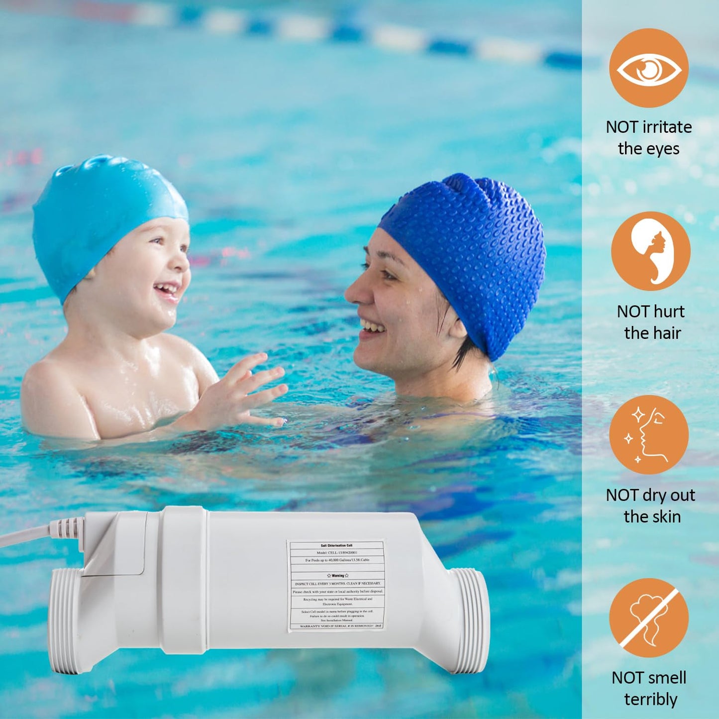 Autopartsfreer Pool Chlorinator Salt Cell, Compatible with Hayward T-CELL-15 W3T-CELL-15, for Salt Water Pool Chlorine Generator Systems, Up to 10,000 Hours Theoretical Service Life