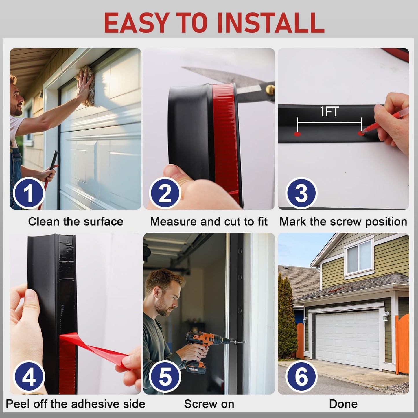 Garage Door Seal Top and Sides - 36 Ft Garage Door Weather Stripping Side Seal, Heavy Duty Weatherproof TPE, Insulates, Prevents Drafts, Easy Installation for Homeowners and DIYers