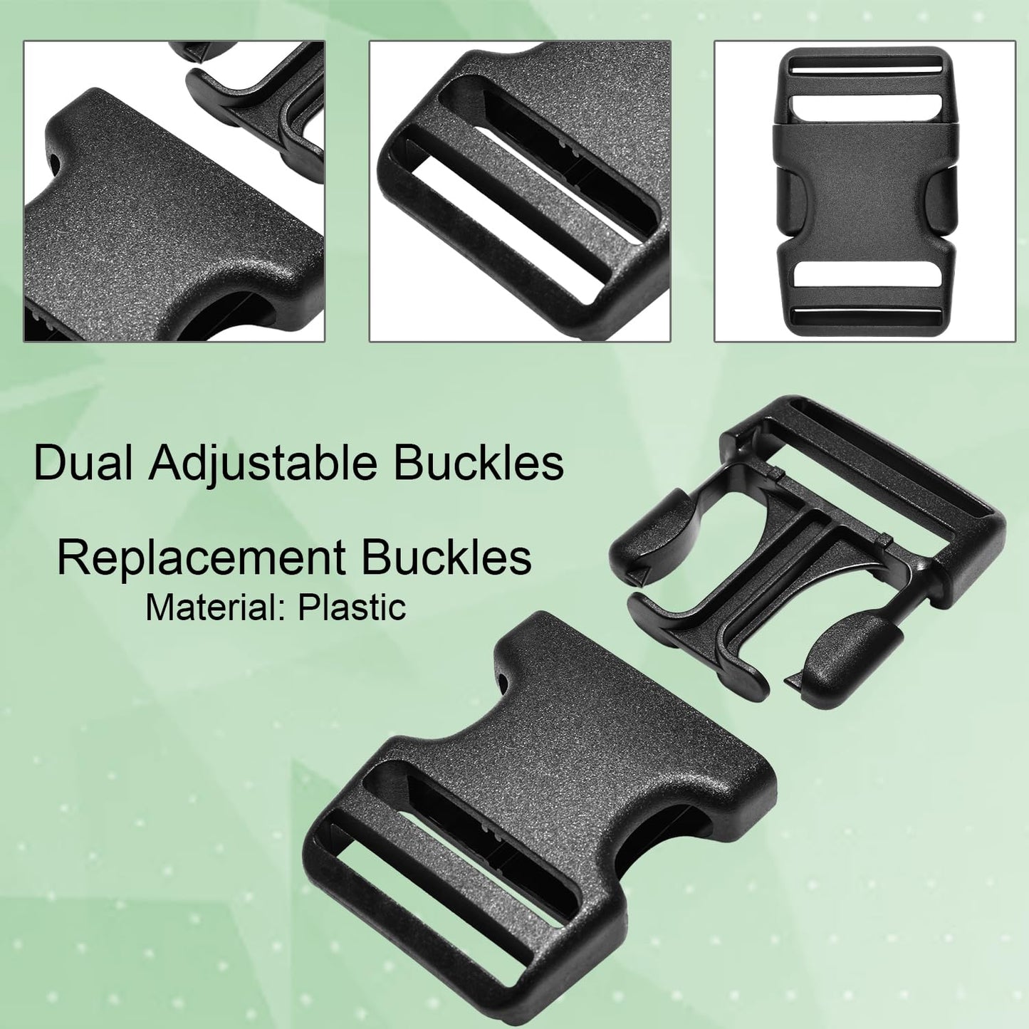 CooBigo 3pcs 1-1/2 Inch Plastic Buckle for Strap Replacment, Heavy Duty Belt Buckles Backpack Clips Luggage Webbing Straps Side Release Buckle Clasp