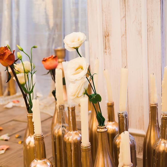 MTLEE Multi Height Beige Taper Candles - Unscented, 8/10/12 Inch, 8 Hour Burn Time, Perfect for Dinner Parties & Home Decoration (36 Pack)