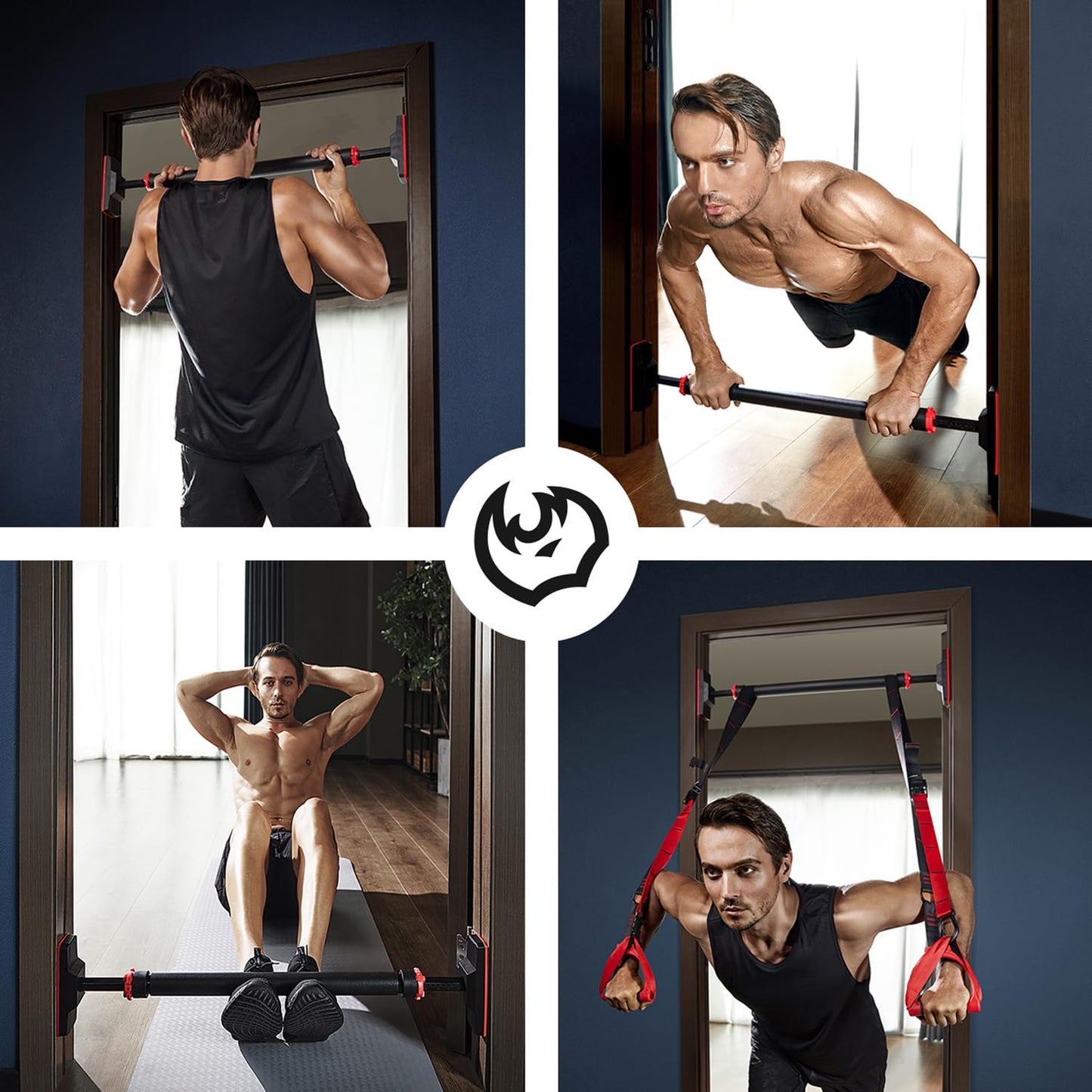 FitBeast Pull Up Bar for Doorway, Strength Training Pullup Bar with No Screws, Chin Up Bar with Adjustable Width Locking Mechanism, Doorway Pull Up Bar Max Load 440lbs for Home Gym