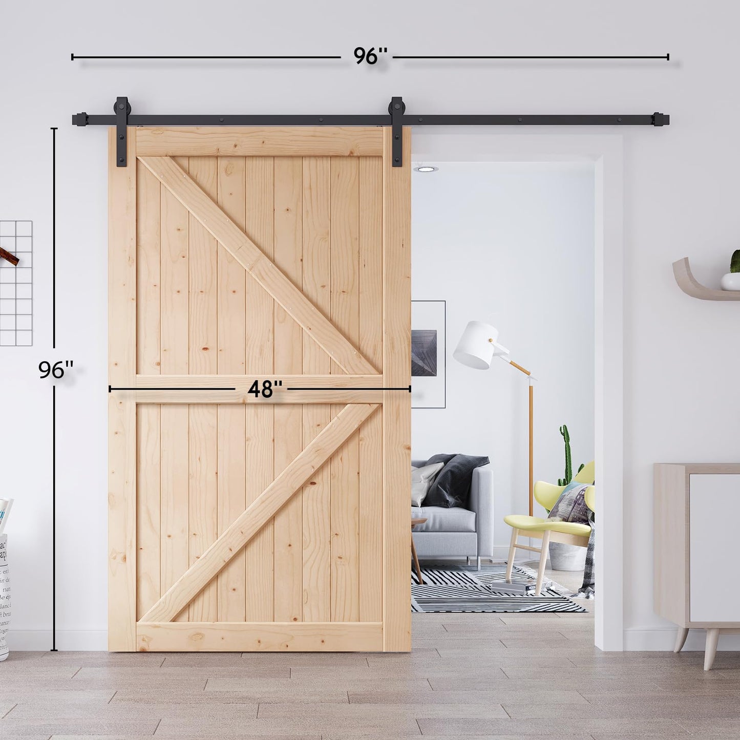 EaseLife 48in x 96in Sliding Barn Door with 8FT Barn Door Hardware Kit & Handle Included,DIY Assemblely,Easy Install,Apply to Interior Rooms & Storage Closet,K-Frame
