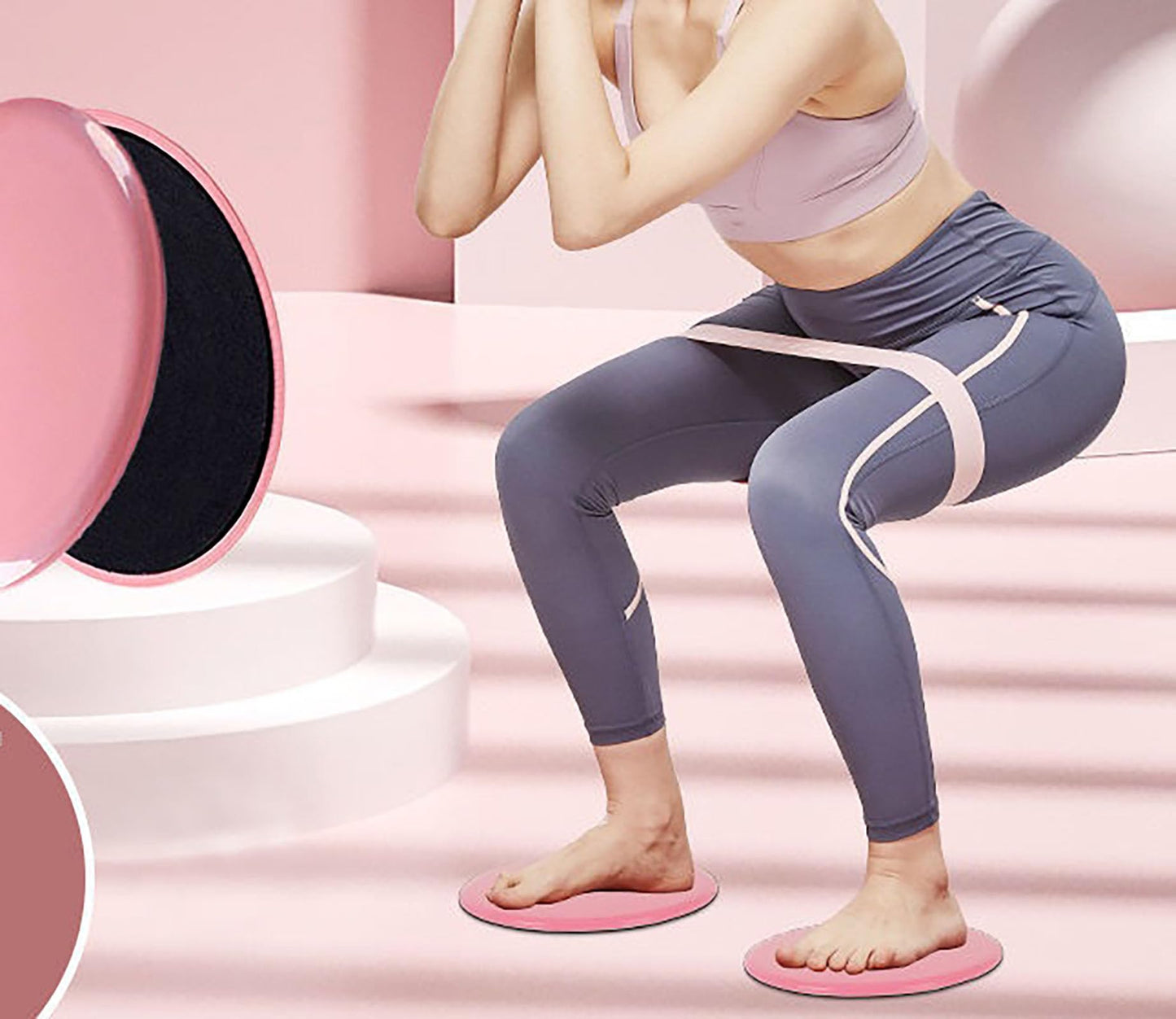 Exercise Core Sliders, 2 Pcs Pink 6.7 Inch Workout Slider for Yoga, Push-up and Sports (Pink)