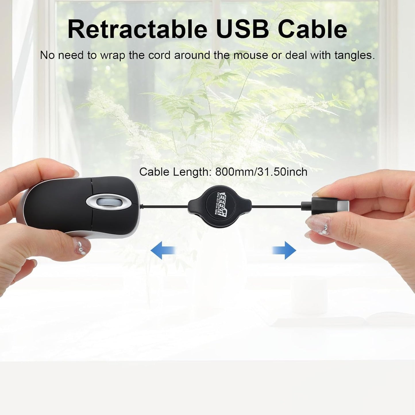 EEEKit 3-Button Mini Wired USB C Mouse, Retractable Corded Mouse Optical Computer Mice for Laptop PC MacBook iPad
