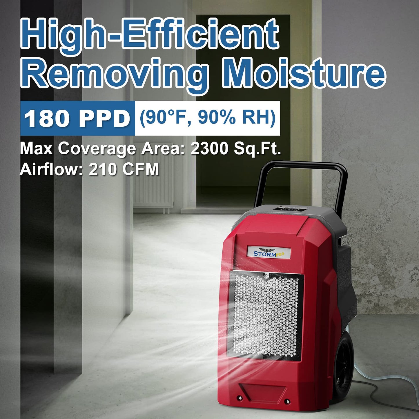 ALORAIR 180 Pints Commercial Dehumidifier with Pump Drain Hose, Smart Wi-Fi Dehumidifier for Large Basement, Industrial or Commercial Space, Smart Wi-Fi, 6 Years Limited Warranty