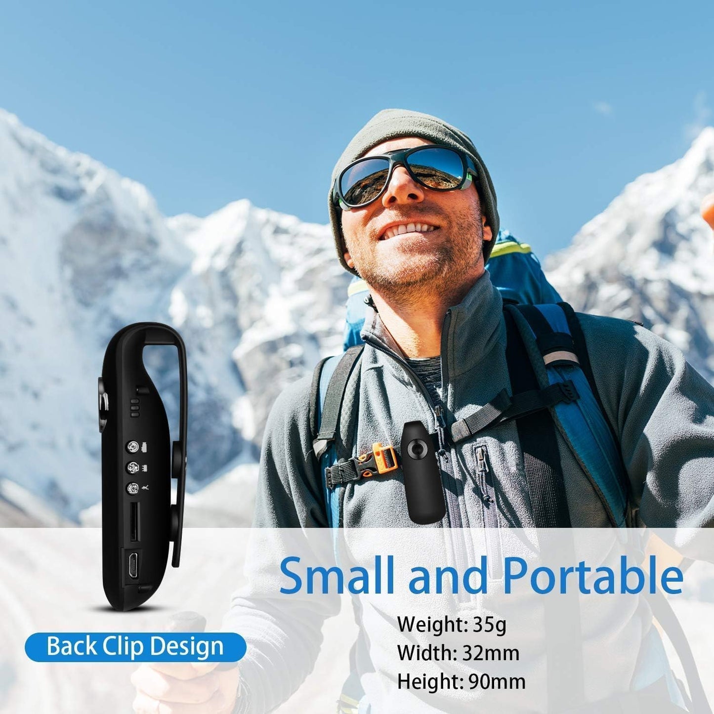 Bextgoo 1080P 32GB 7HR Body Camera, Body Cam, FHD, Built-in TF Card, Battery Life, Night Vision, Time Stamp,Back Clip