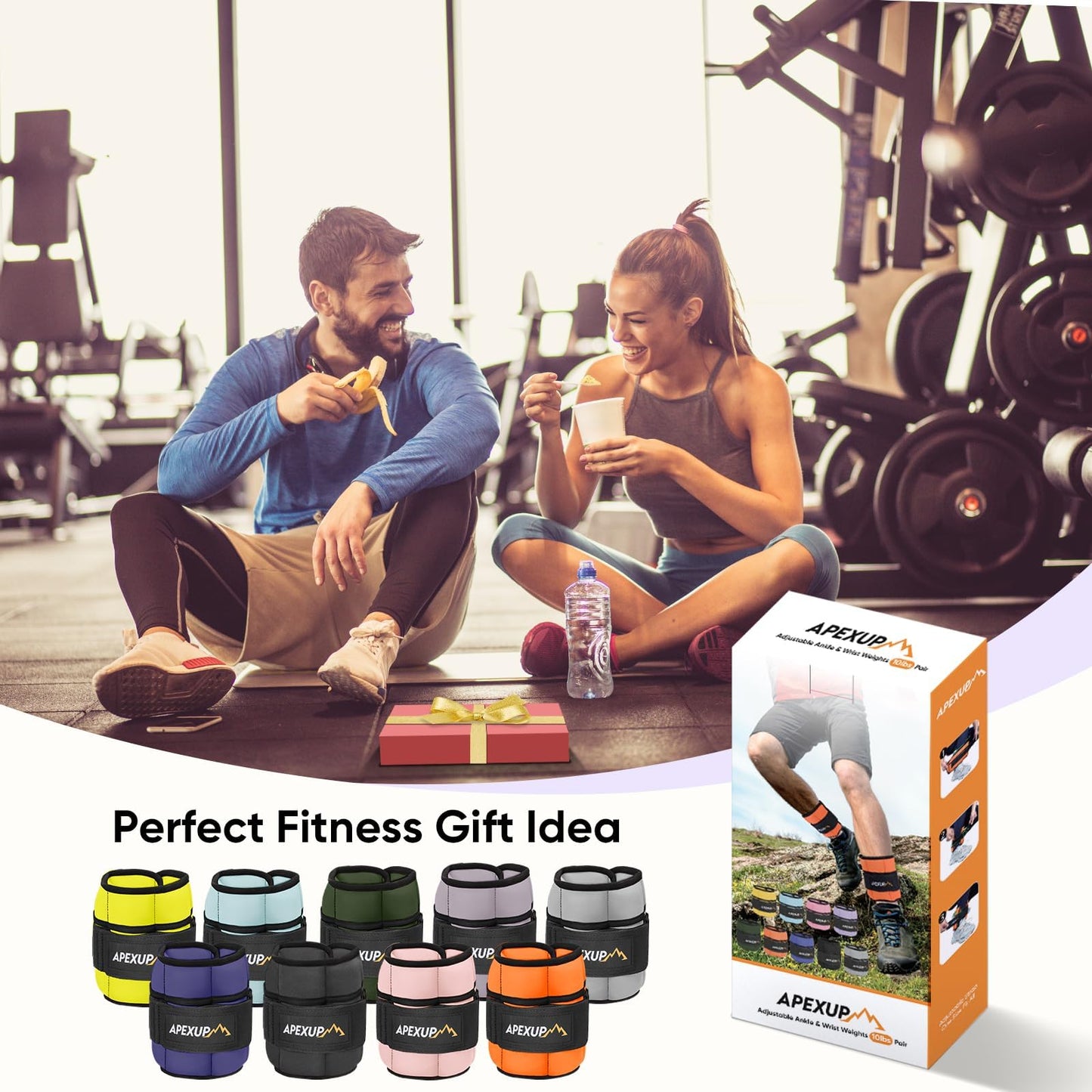 APEXUP 10lbs/Pair Adjustable Ankle Weights for Women and Men, Modularized Leg Weight Straps for Yoga, Walking, Running, Aerobics, Gym, Physical Therapy (Black)