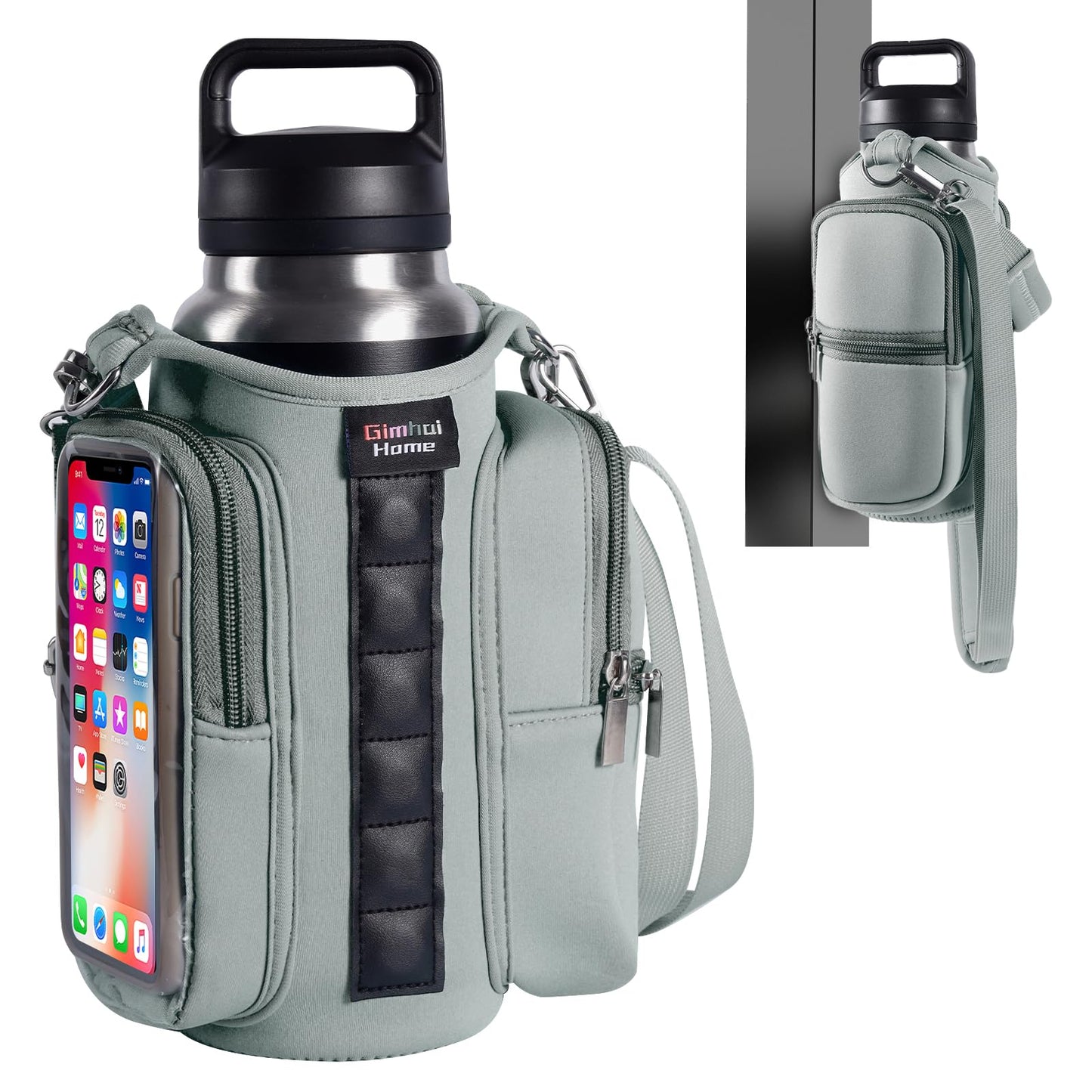 Magnetic Gym Bags for Men & Women with Adjustable Strap,Magnetic Bag Water Bottle Holder for Travel, Work,Sports,Water Bottle Sling Bag with Pocket (Gray)