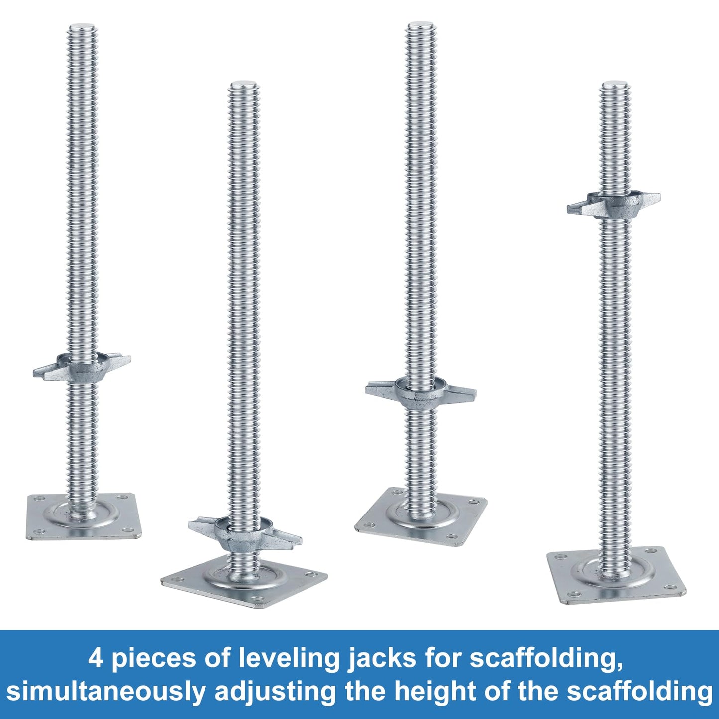 18" Scaffold Adjustable Leveling-Jack Parts - Yzzwer Galvanized Solid Threaded Rod Scaffolding Feet for Baker Style Scaffolding 4 Pack