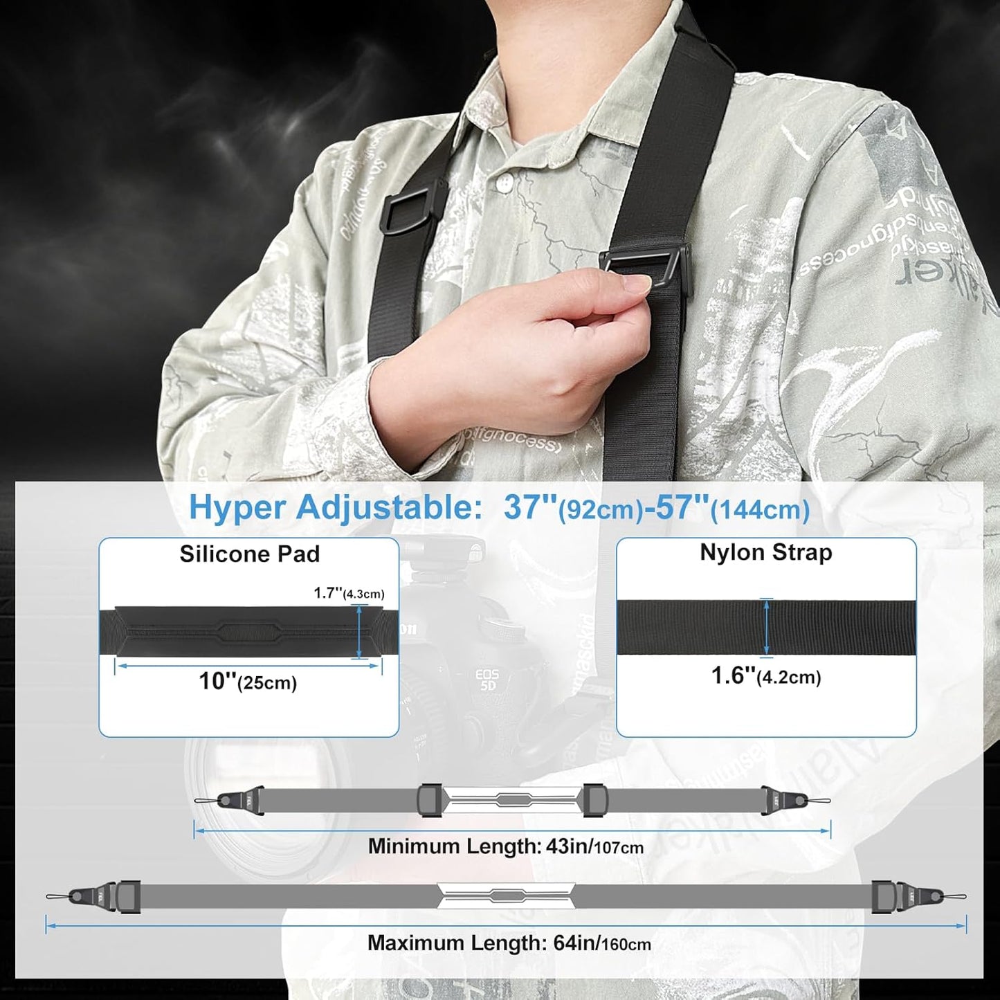 FIEIL Camera Strap with Quick Release Plate, Adjustable Camera Neck Strap, Comfort Camera Sling Strap, Quick Release