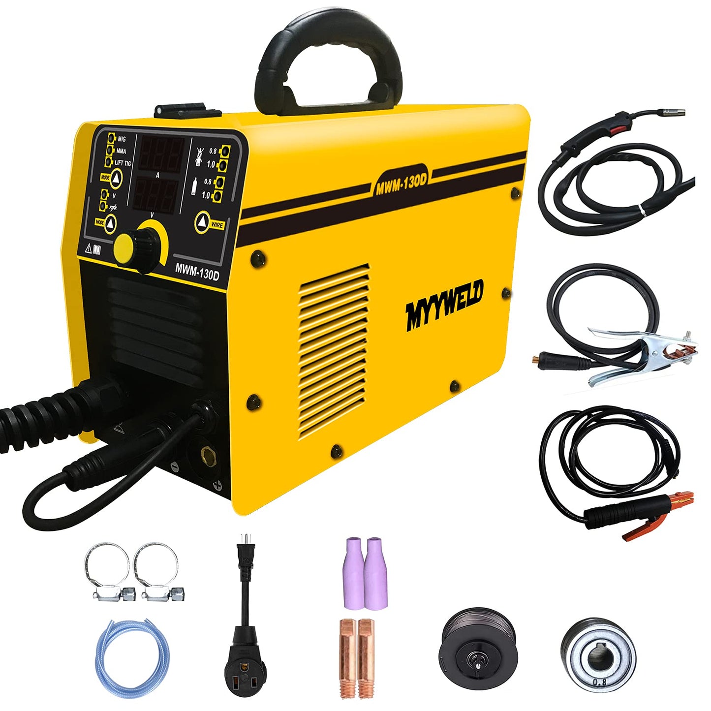 MYYWELD MIG Welder, 110/220V Dual Voltage Gas Gasless multiprocess welder, 4-in-1 Solid Wire/Flux MIG/Stick ARC/Lift TIG, IGBT Inverter Welding Machine