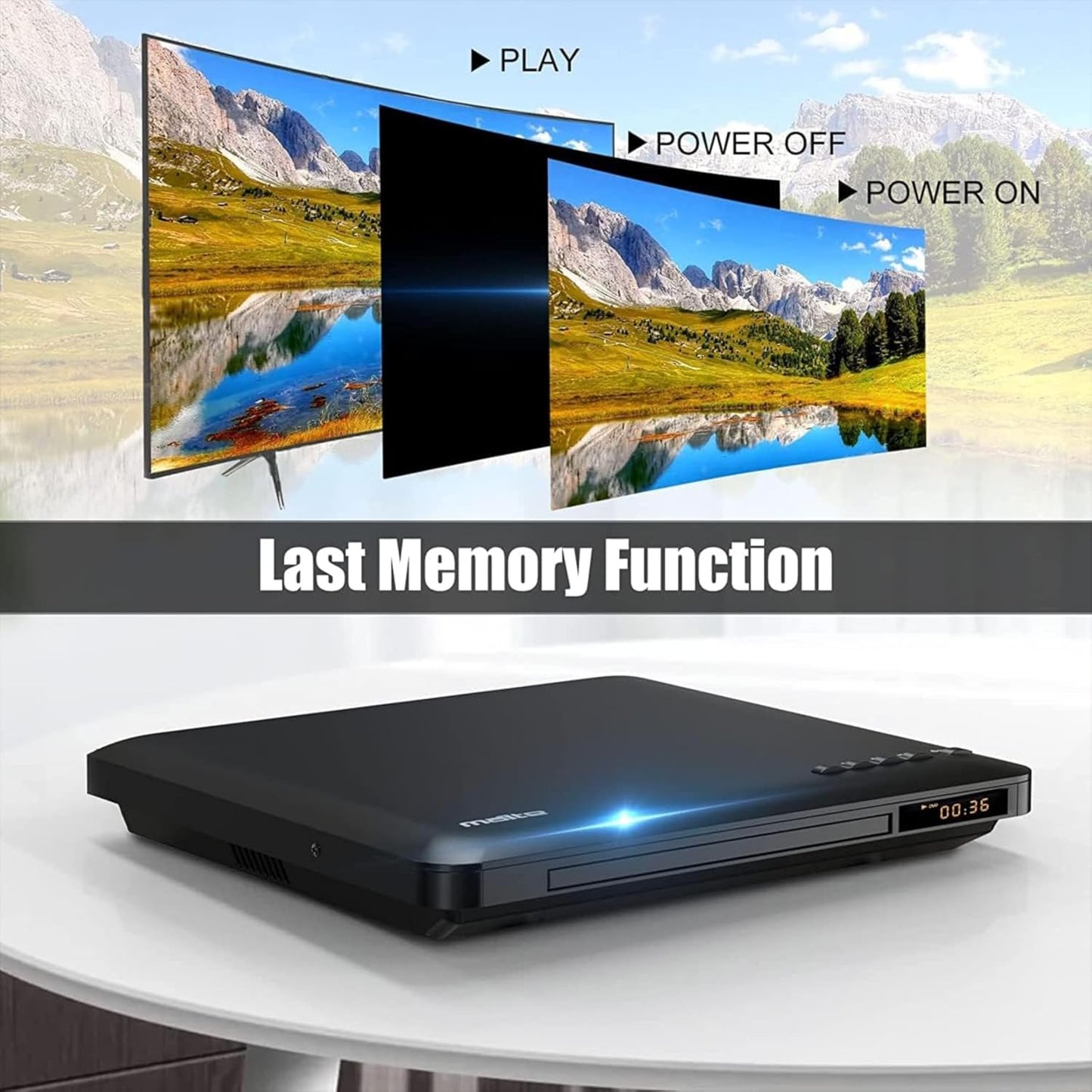 MAITE 0.6 Inch Ultra Slim DVD Player, Thin HDMI AV DVD Players for TV, Design with Region Free & Colourful HD Pixels