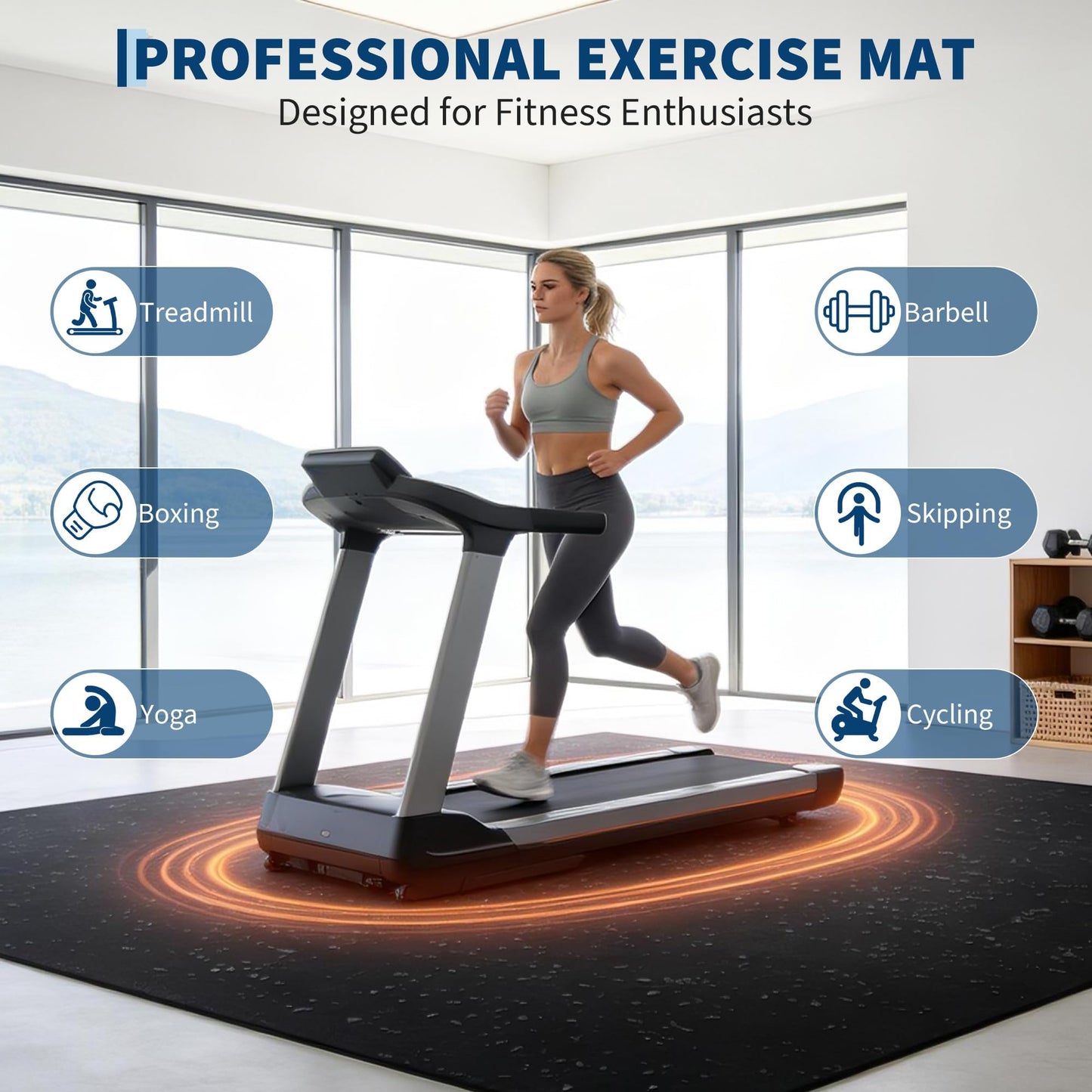 0.56" Thick 96 Sq ft Exercise Mats,24 Tiles Rubber Top 24"X24" Interlocking Puzzle Gym Flooring with High Density EVA Foam for Home Gym & Heavy Weight Workout,Black/Grey
