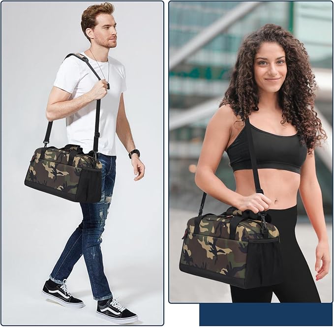 Small Gym Bag with Wet Pocket - 14 inch Mini Duffle Bag for Men & Women Lightweight Carry On Bag for Travel Sport - Camouflage