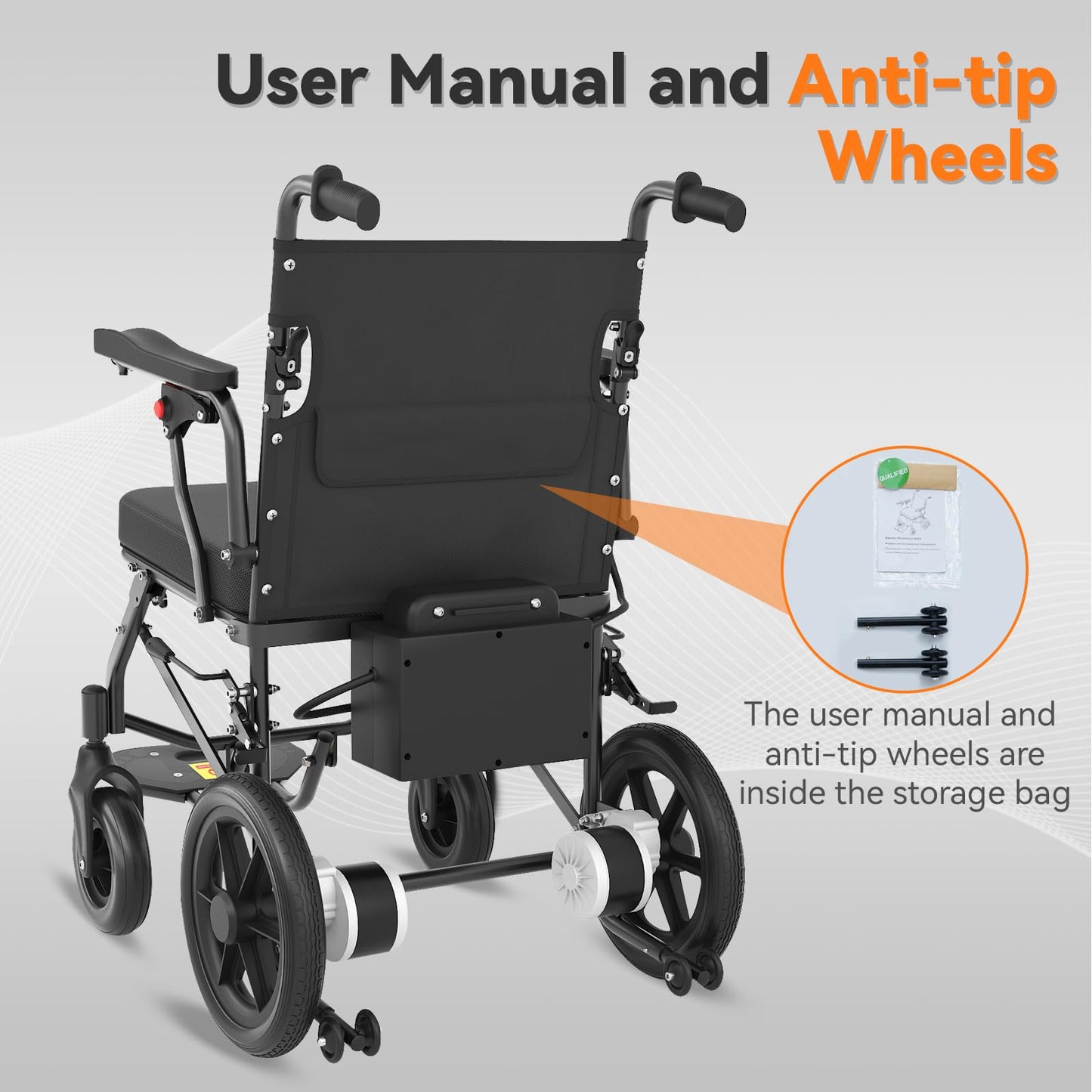 Lightweight Electric Wheelchair for Adults,Motorized Wheelchair Power Portable Wheelchair,500W Motor Airline Approved Black