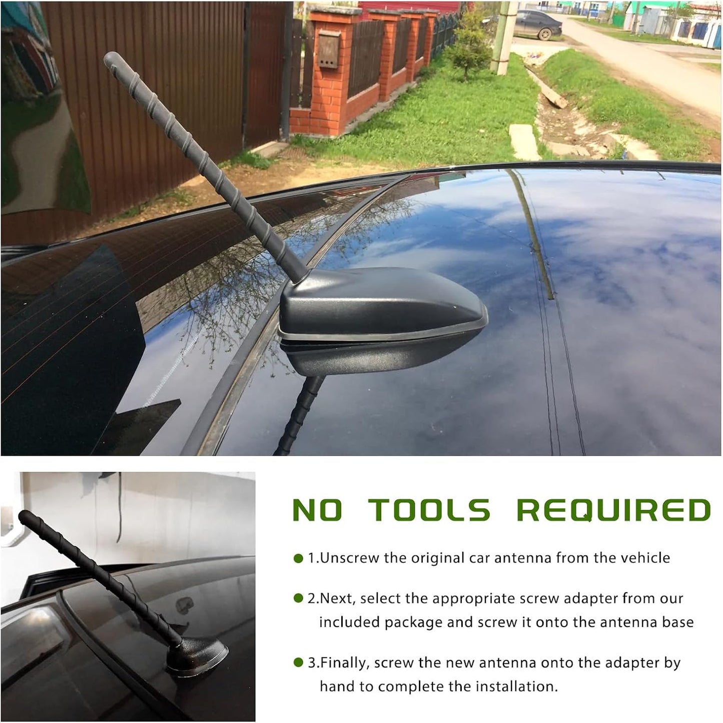 Fkewp 7 Inch Car Spiral Antenna, Waterproof PVC Rubber Antenna Mast with Screw Adapters, Flexible Auto Short Antenna