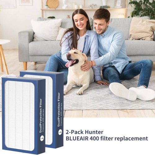 KPPTYTY 2 Pack Classic 400 Series DualProtection Filter Replacement Compatible with BLUEAIR Classic 400 Series Air Cleaner Purifiers, 480i, 402, 403, 405, 410, 450E, 455EB, HEPA Filter