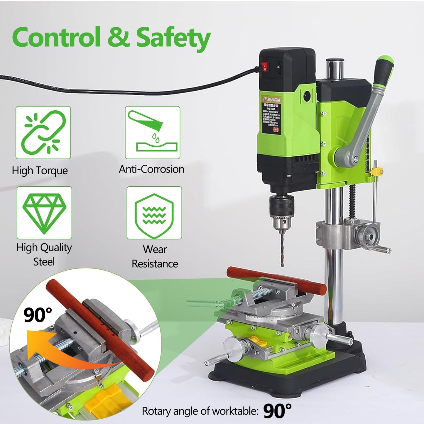 3’’ Cross Slide Drill Press Vise, 2 Way X-Y Compound Benchtop Drill Press Vise with 90° Rotary Table, for Mini Milling Machine