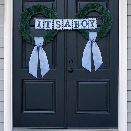 Blue Striped Wreath Ribbon Set by [Brand Name] - 2 Pack, 5.12" Wide x 54.33" Each | Perfect for Baby Boy Shower Decorations