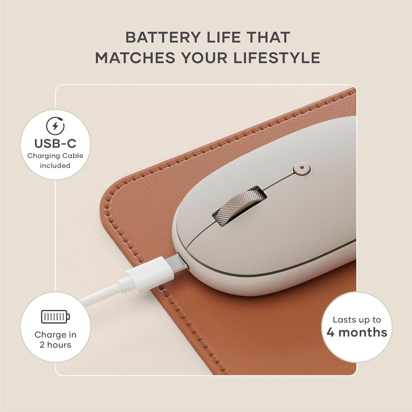 Satechi 3 OntheGo Bluetooth Mouse with USB C Rechargeable Battery, Connect up Devices, Compact and Portable Wireless