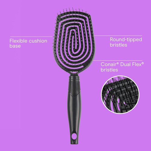 Conair Scalp Care Detangling Hairbrush - Curly Hair Brush & Scalp Massager - Black Onyx