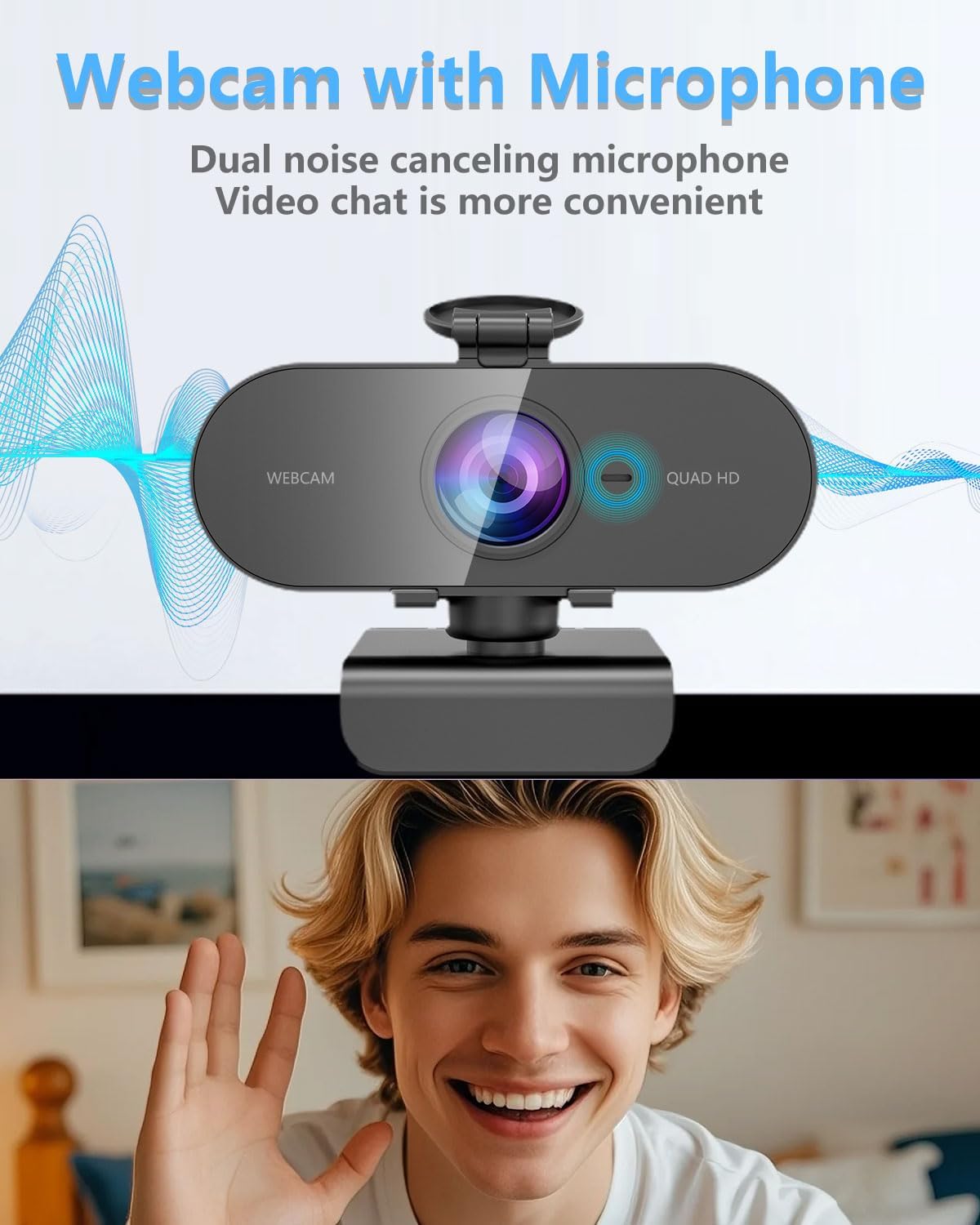 FWV 2K Webcam for PC Mac Laptop with Microphone,Full HD Web Cam for Streaming with Privacy Cover Sliders,USB C Web