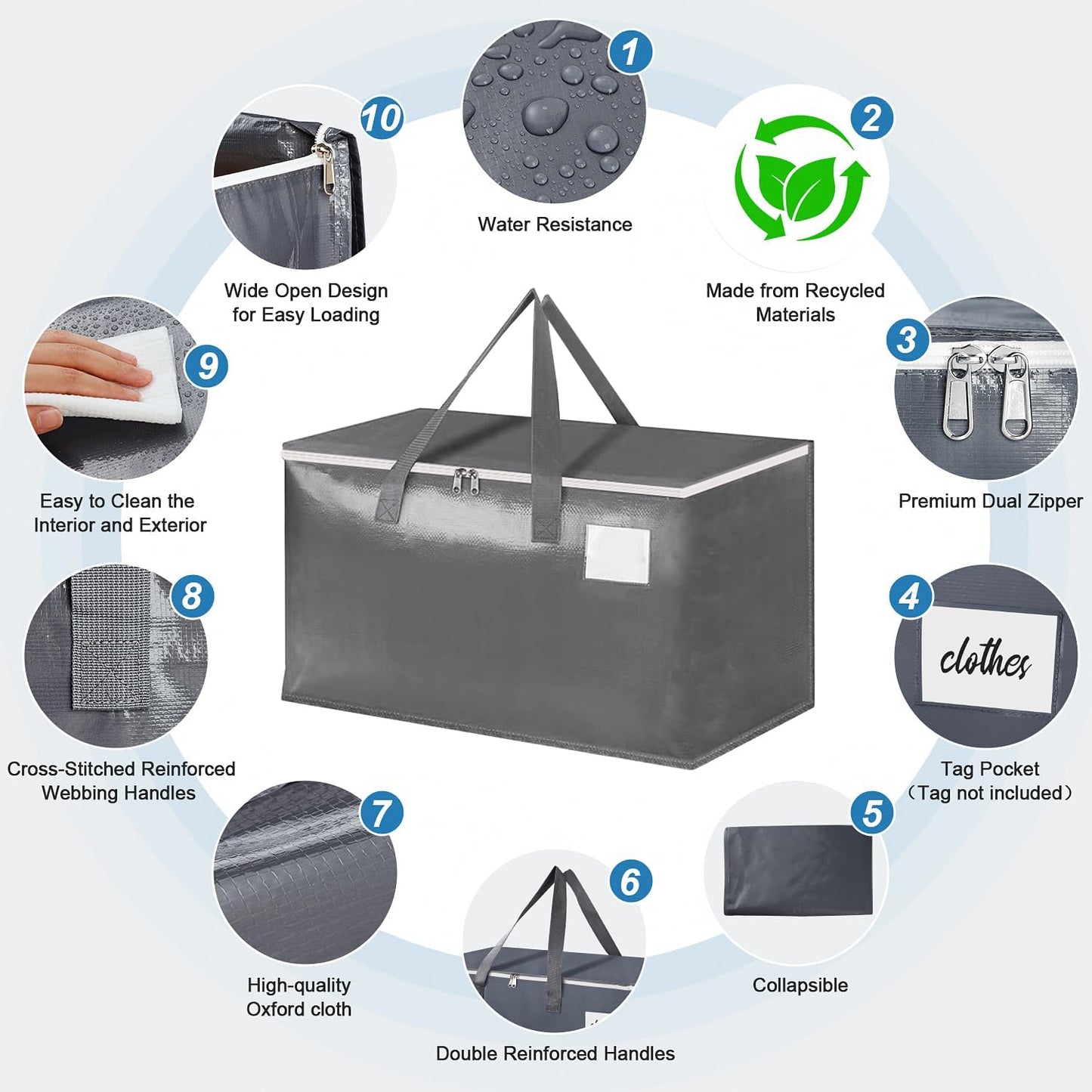 Skiennix Extra Large Moving Bags - 6 Pack Heavy Duty 93L Totes with Strong Zippers & Water-Resistant Design