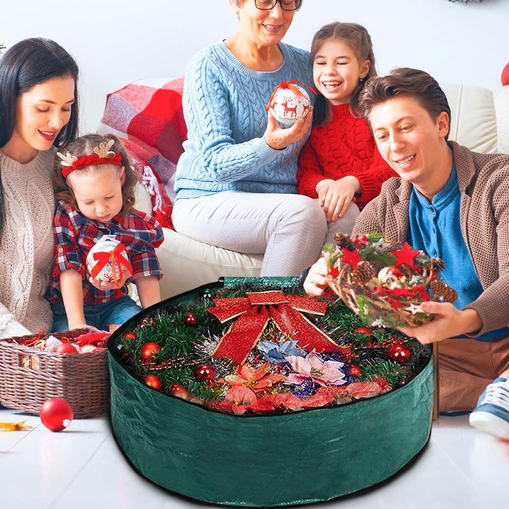ProPik Christmas Wreath Storage Bag - Heavy-Duty Tear Resistant Holiday Container | 30” X 8” (Green)