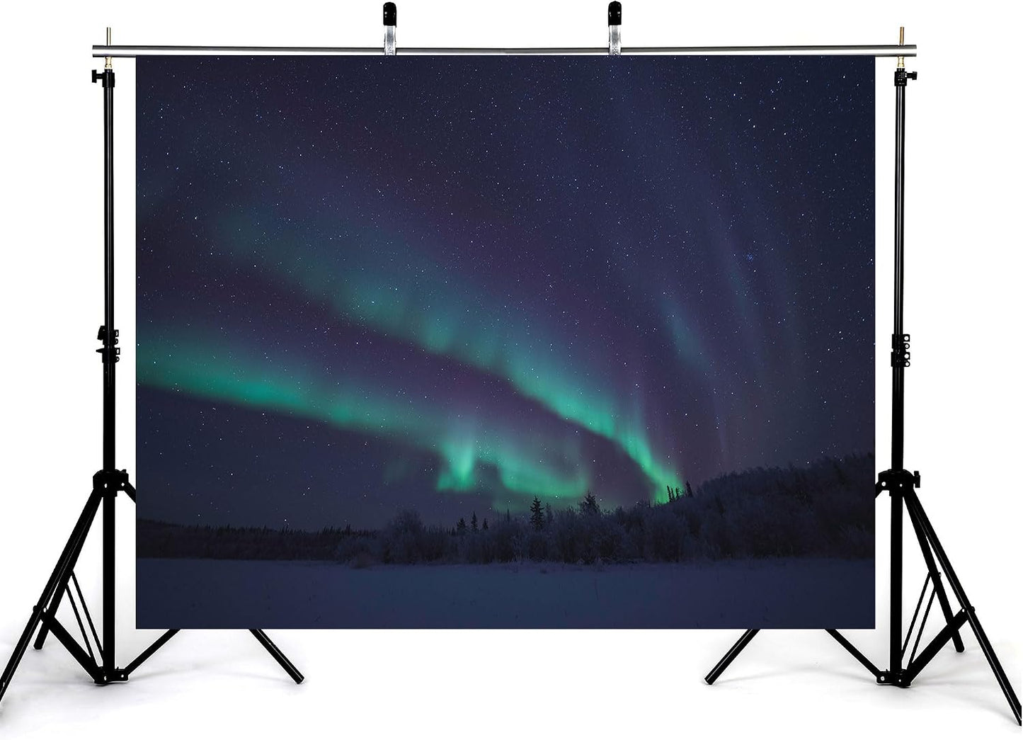 KeyWork 10x7ft Green Aurora Borealis Backdrop Starry Winter Night Scenery Photography Background for Northern Lights
