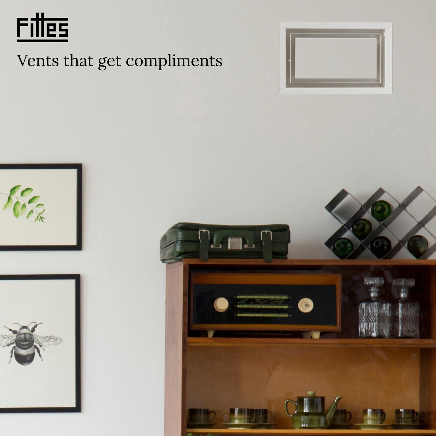 Fittes Framed Wall Vent [Luxe+], Steel HVAC Air Return Register Cover, Customizable Adjustable Increased Airflow Solution for Home or Ceiling, 15-Min DIY Setup, Damper Included – 4"x10" – White