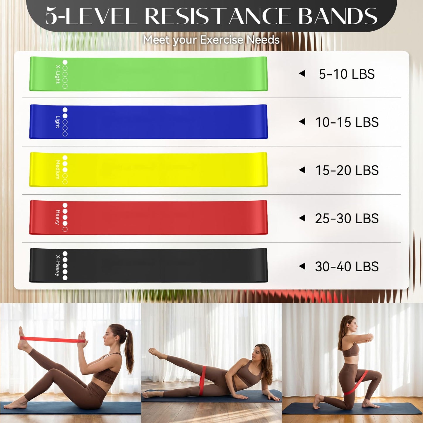 LTHTRADE Pilates Ring Set for Women, Pilates Ring and Ball Set with 5-Level Resistance Bands for Core Strength, Stretching, Toning & Full Body Home Workout Pilates Equipment (Black)
