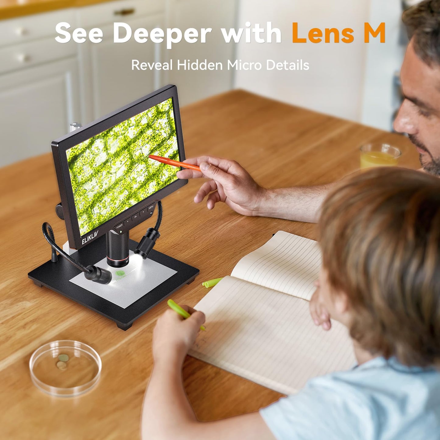 Elikliv 4K Digital Microscope 3-Lenses: Magnetic Triple Lens Soldering TL301 with 7" IPS Screen+4K Digital Microscope, Elikliv EM4K 8" Coin Microscopes 2000x