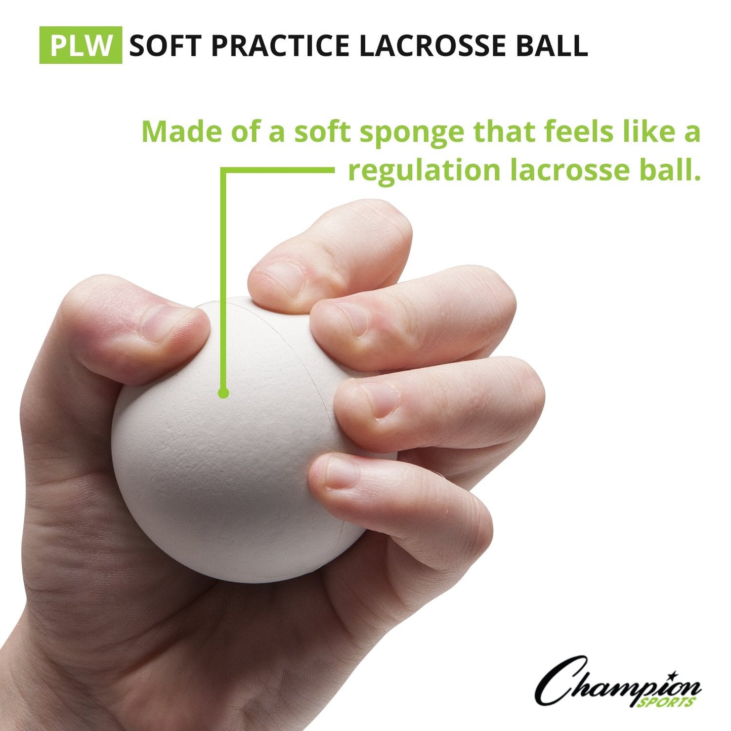 Champion Sports Practice Sponge Lacrosse Balls: Soft Touch for Professional, College & Grade School Indoor Training & Practice - 12 Pack White