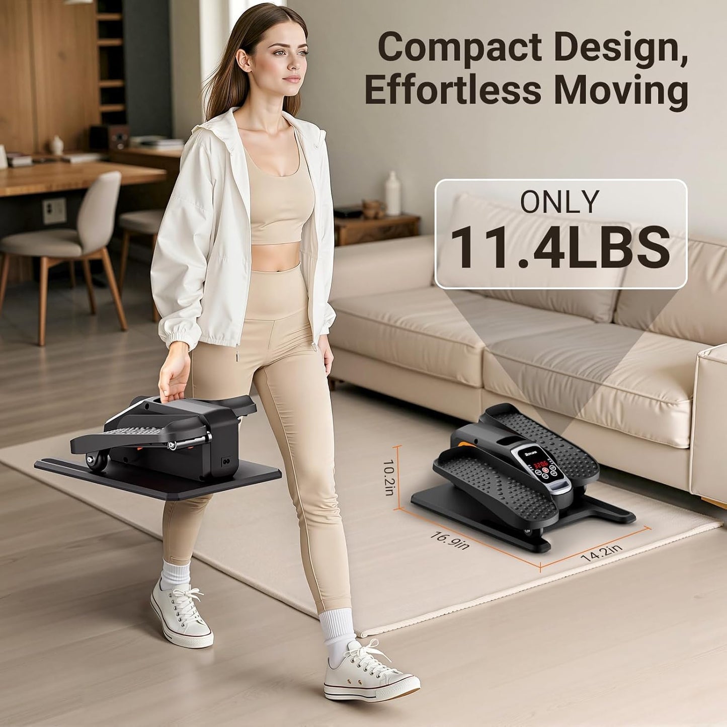 Roylvan Under Desk Elliptical Exercise Machine, Electric & Portable Ellipse Leg Exerciser, Quiet Seated Pedal Elliptical for Seniors Adult with Remoter, 12 Adjustable Speeds, 2 Modes for Home Office