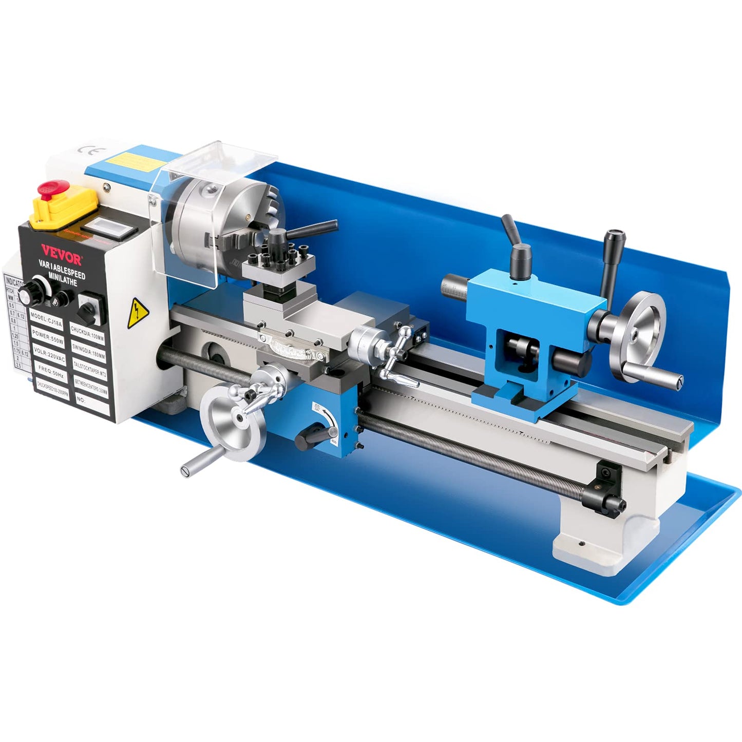 VEVOR Metal Lathe, Upgraded Digital Display 7"x14" Benchtop Metal Lathe 550W Variable Speed 2250RPM with 3-jaw Chuck CNC Mini Lathe Machine Precision Mini Lathe Tool Box for Metal Turning