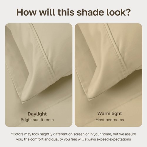 California Design Den King Size Sheets Set - Soft 400 Thread Count Sateen, 100% Cotton, Deep Pockets - Beige