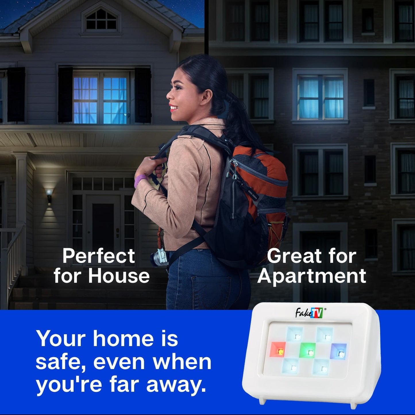 FakeTV FTV-7 Dummy White Advanced Home Security Television Simulator Theft Deterrent Energy-Saving LED Home Security TV