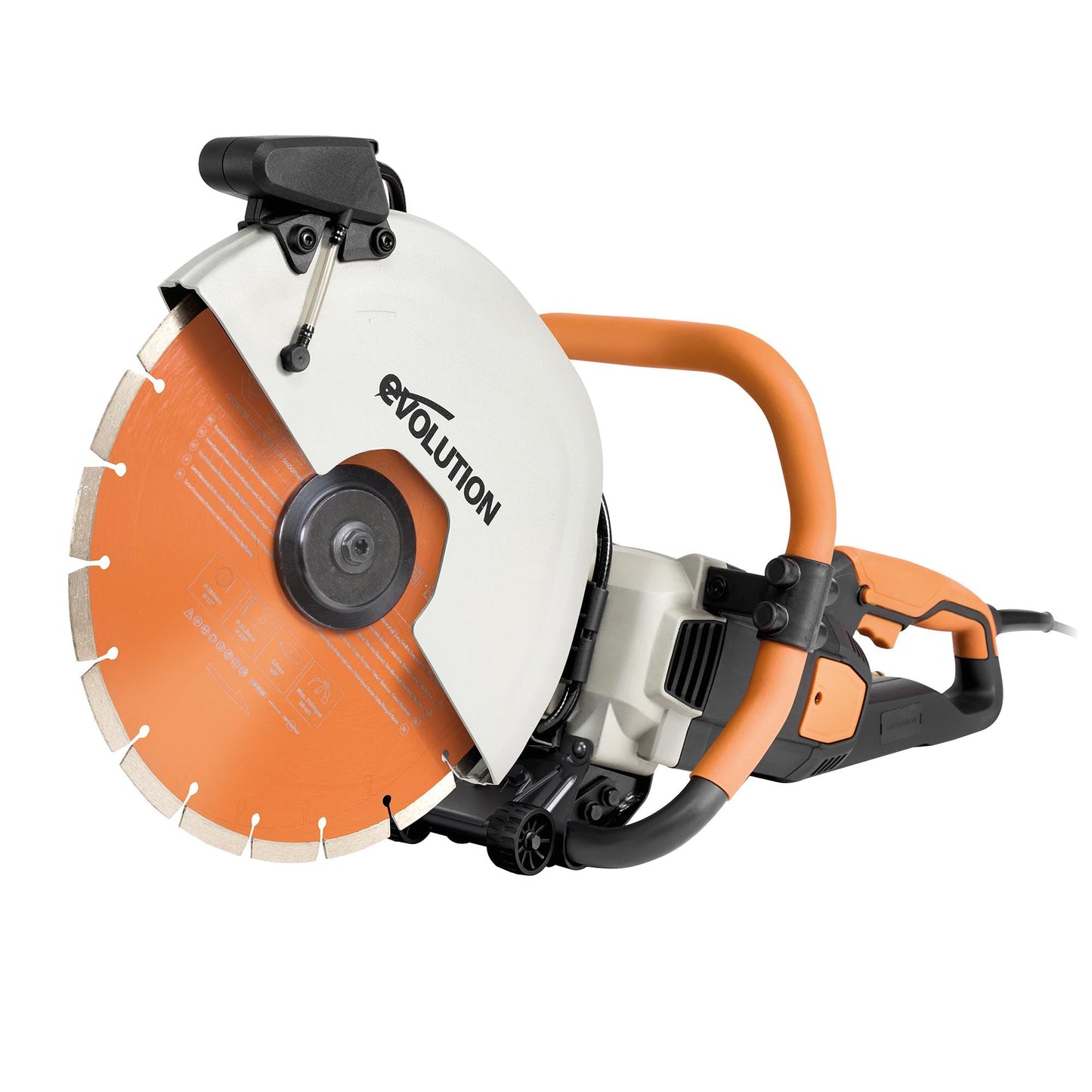 Evolution R14DCT 14” Electric Concrete Saw | High-Torque 20A Motor | 5-1/8” Cut Depth | Auto ON/OFF Dust Suppression | No Gas, Low Maintenance | 14” Diamond Blade | Heavy-Duty | 20A Plug