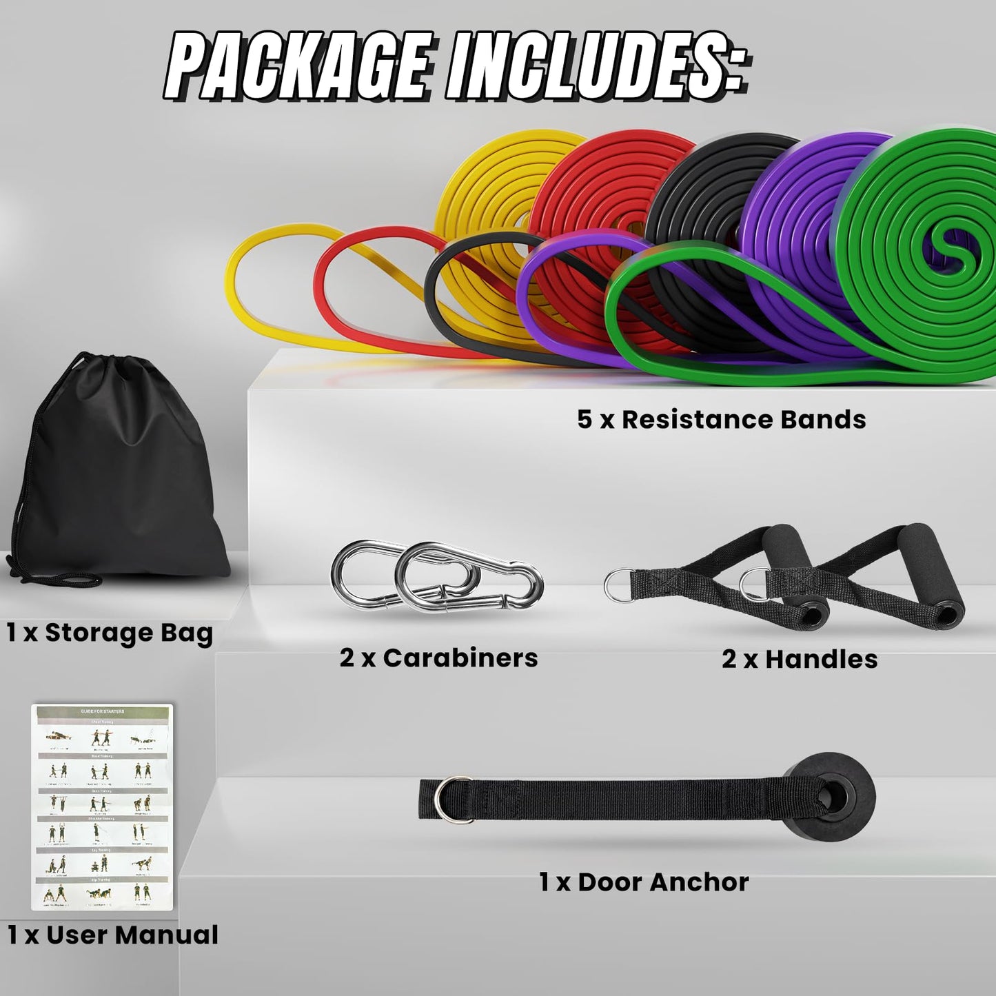 Resistance Bands for Working Out，Pull Up Assistance Bands Set, Unisex Exercise Bands for Home and Gym Workouts, Full Body Workouts, Stretching and Physical Therapy