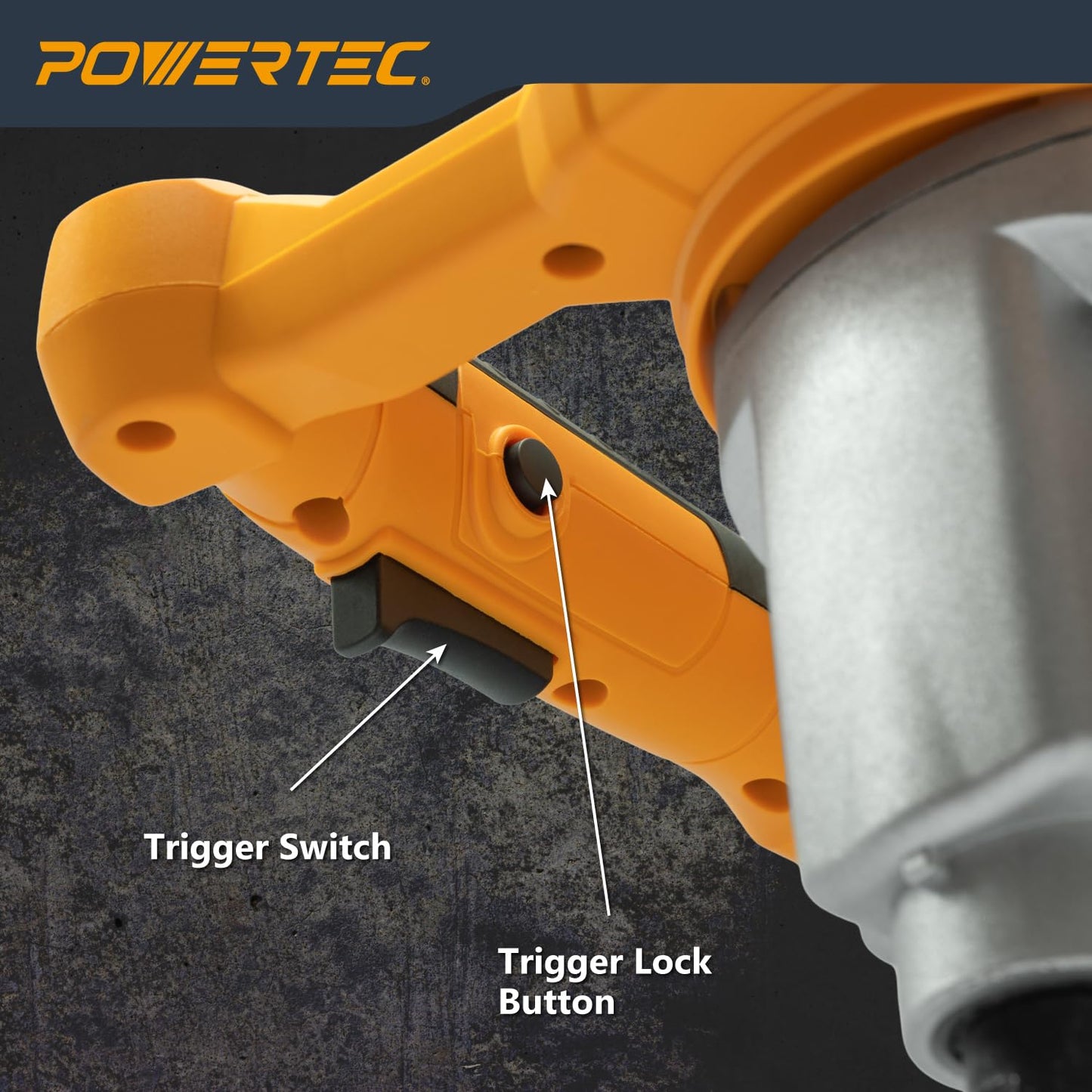 POWERTEC Electric Mortar Mixer – 13AMP/1600W Dual Handheld Cement Mixer with 2-Speed Control, 3-Blade Spiral Paddle & Accessories – Ideal for Mortar, Concrete, Epoxy & Paint (MR1680)