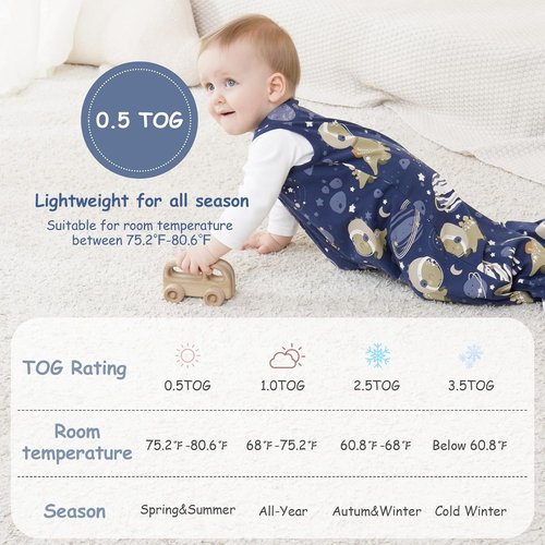 Looxii Baby Sleep Sack - 0.5 TOG 100% Cotton Wearable Blanket | 3-Pack Toddler Sleeping Bag 18-24 Months