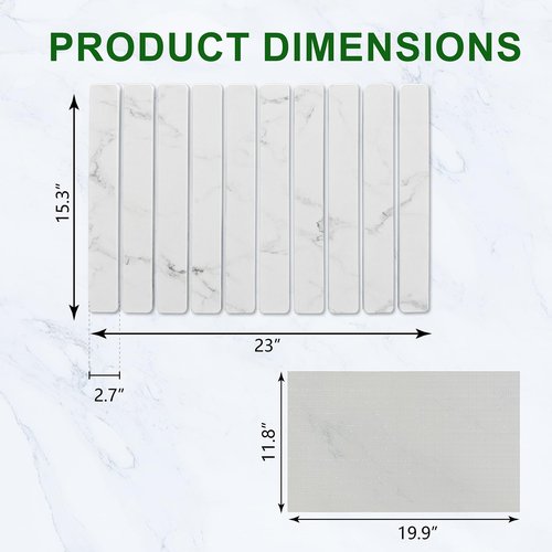 Large Stone Dish Drying Mat for Kitchen Counter, 24"×16" Quick Dry Collapsible Diatomaceous Earth Mat – Super Absorbent Foldable Drying Pad for Dishes (Marble White, 23.2" x 15.4")
